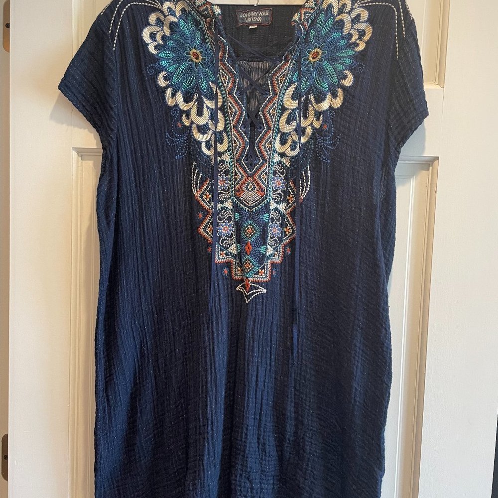 Johnny Was Navy Embroidered Tunic